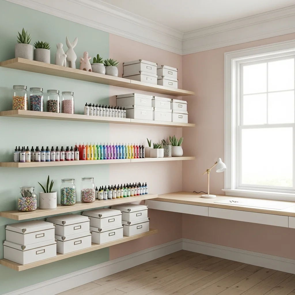 Install Floating Shelves for Lightweight Supplies