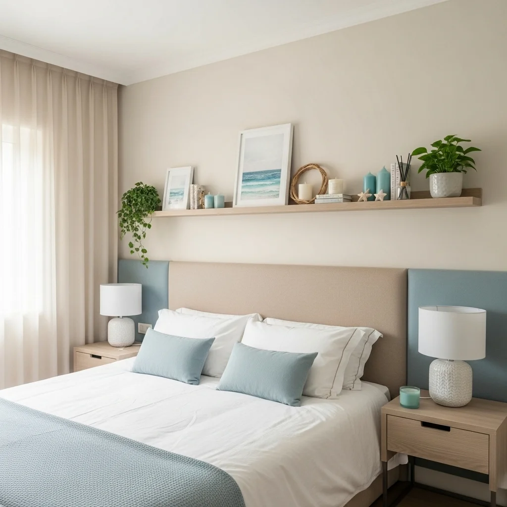 Install a Wall-to-Wall Shelf Above the Bed