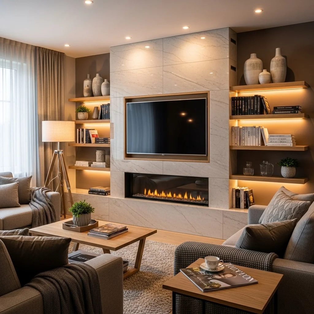  Integrate the TV into a Fireplace Wall