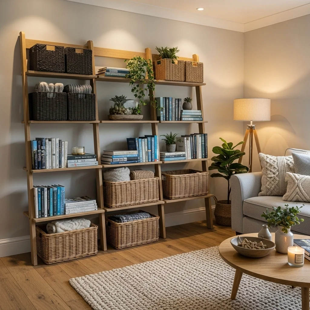 Ladder-Style Wooden Shelves