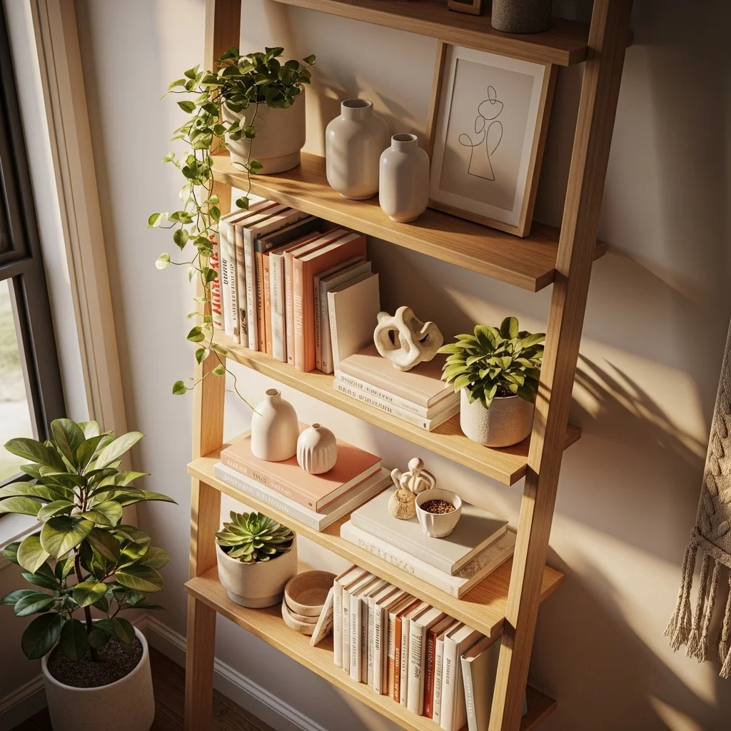 Ladder-Style Wooden Wall Shelves