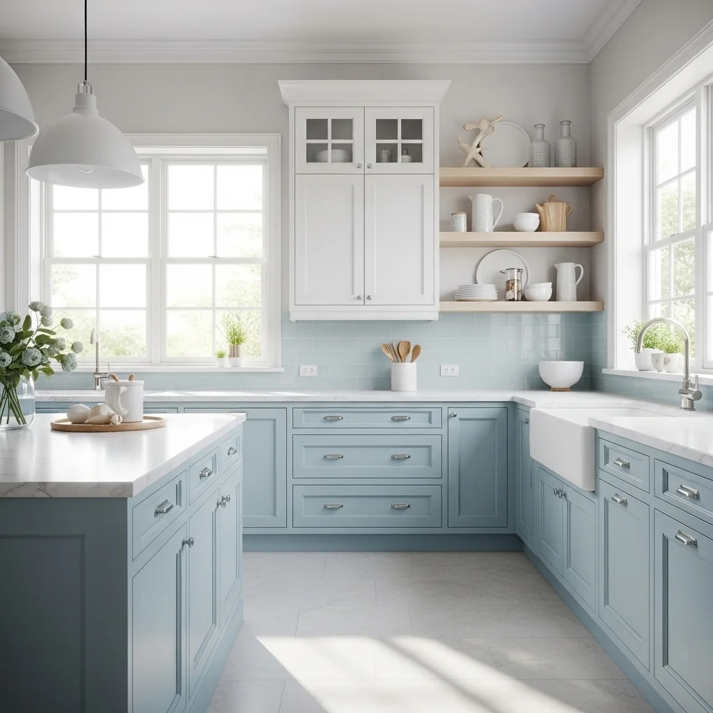 Light Blue and White