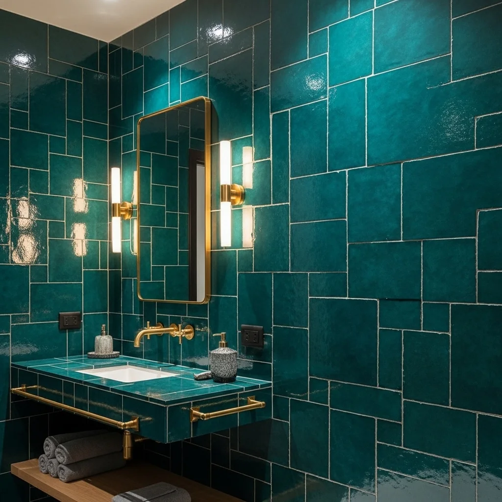  Teal Zellige Tile Artisan Glow