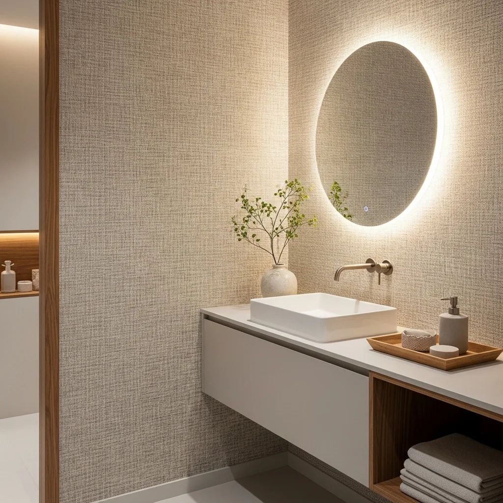  Textured Grasscloth Wallpaper Neutral Veil