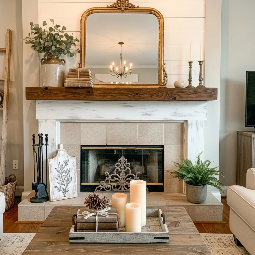  Try a Two-Tone Mantel Design