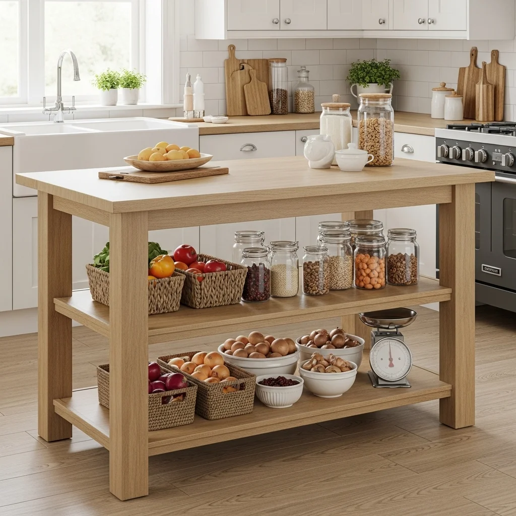 Two-Tier Farmhouse Harvest Table Island