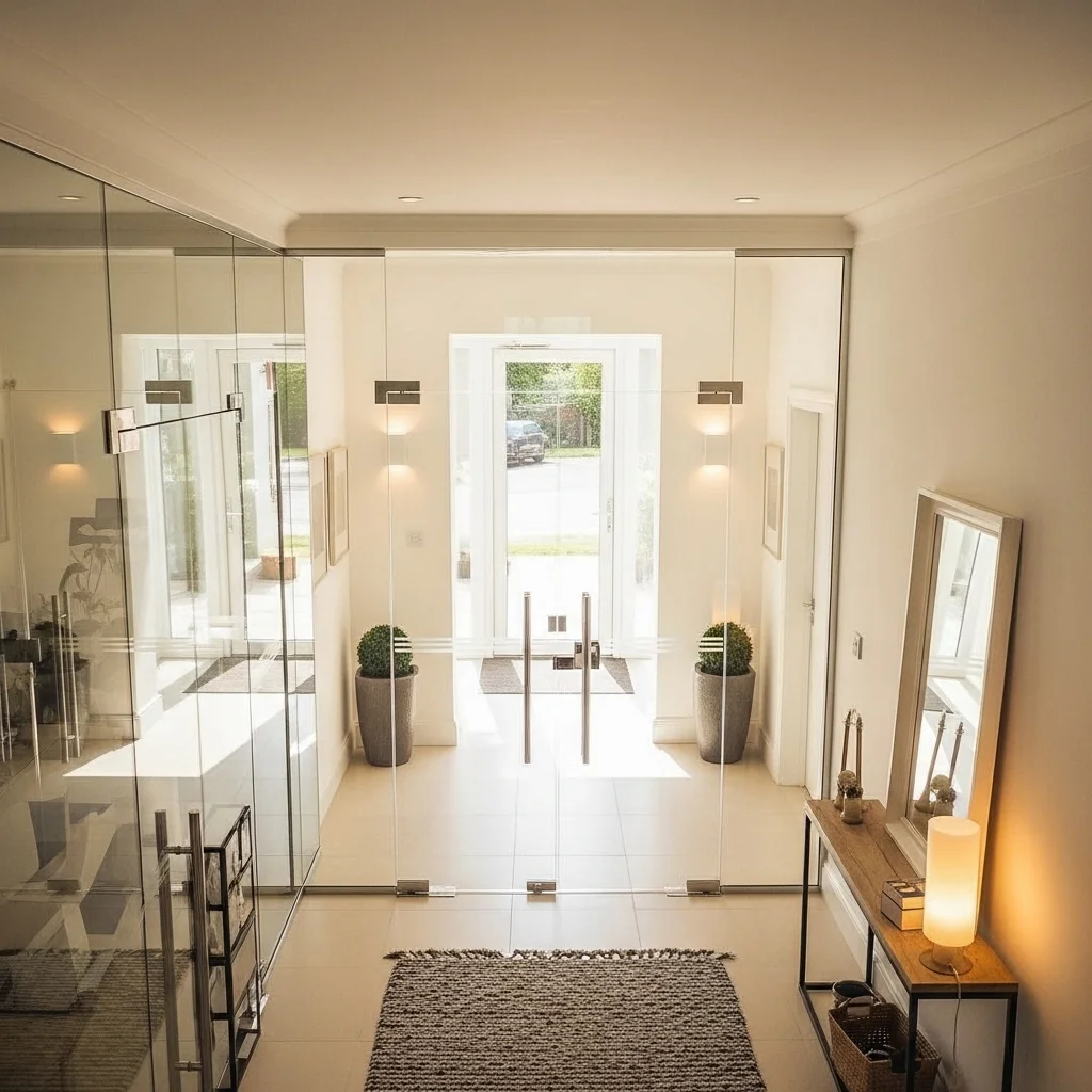 Use Glass Doors or Panels to Bring Light