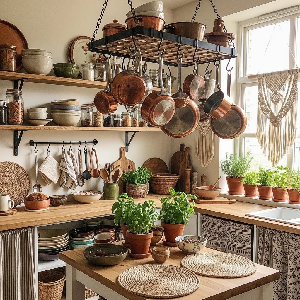 Use Open Pot Racks or Hanging Storage