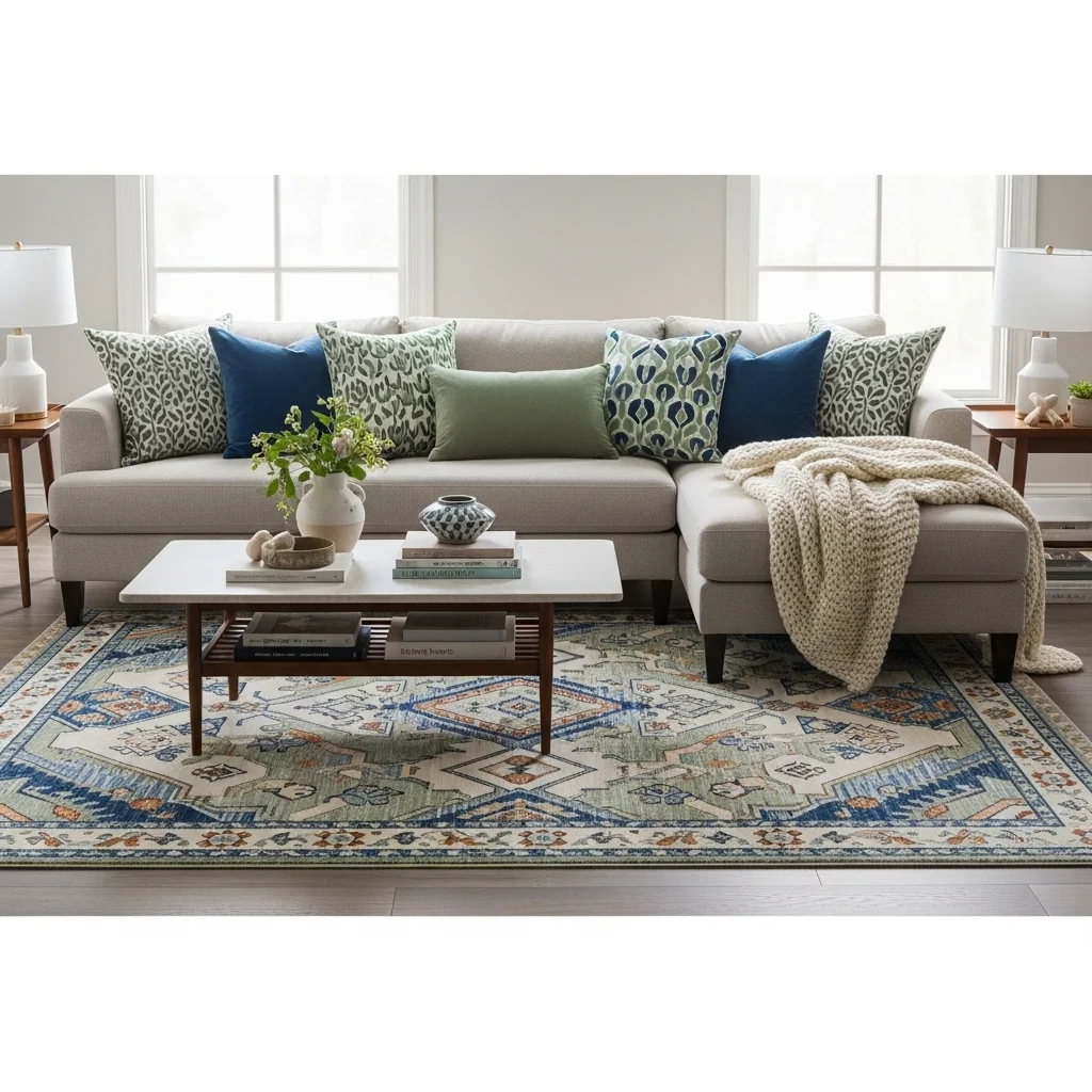 Use Patterned Cushions and Rugs