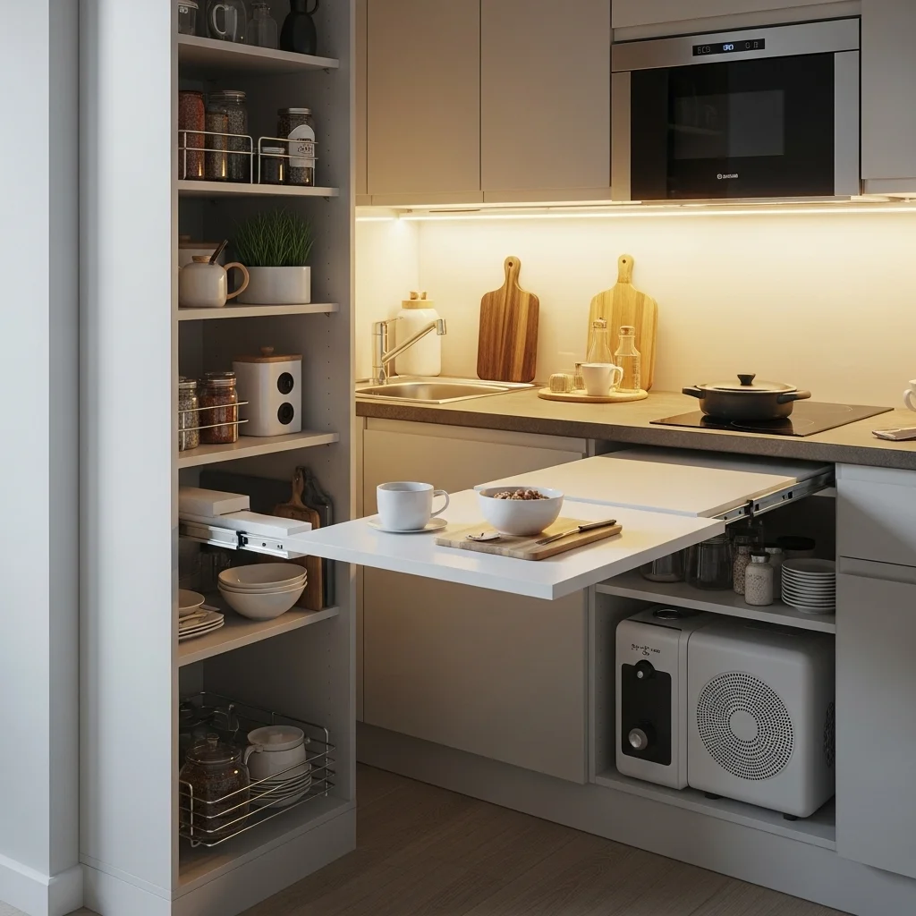 Use a Foldable or Pull-Out Countertop