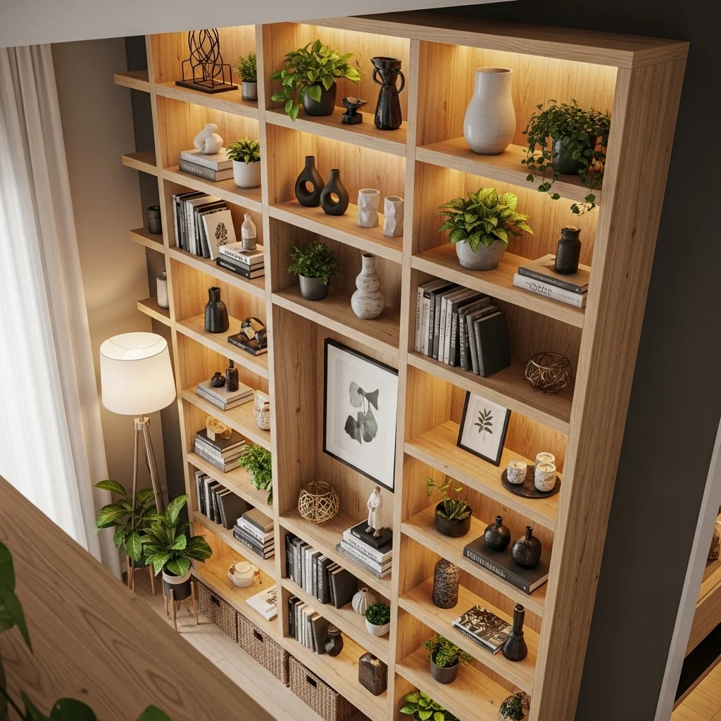  Vertical Wooden Shelf Units