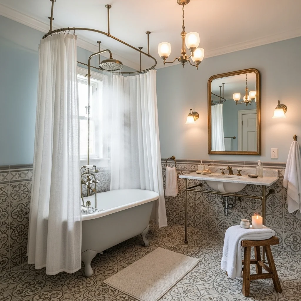 . Vintage-Inspired Freestanding Tub Steam Sanctuary