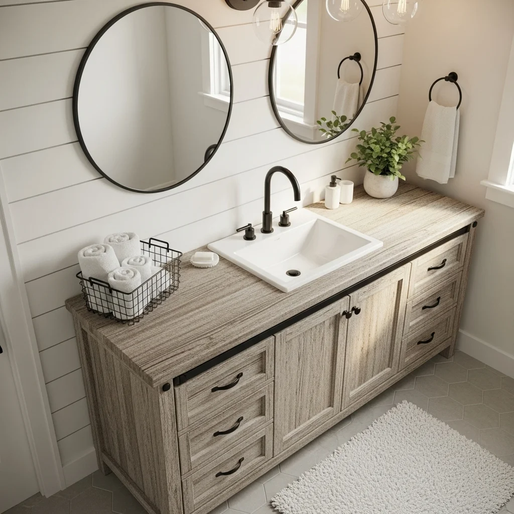  White Shiplap Walls with Black Accents