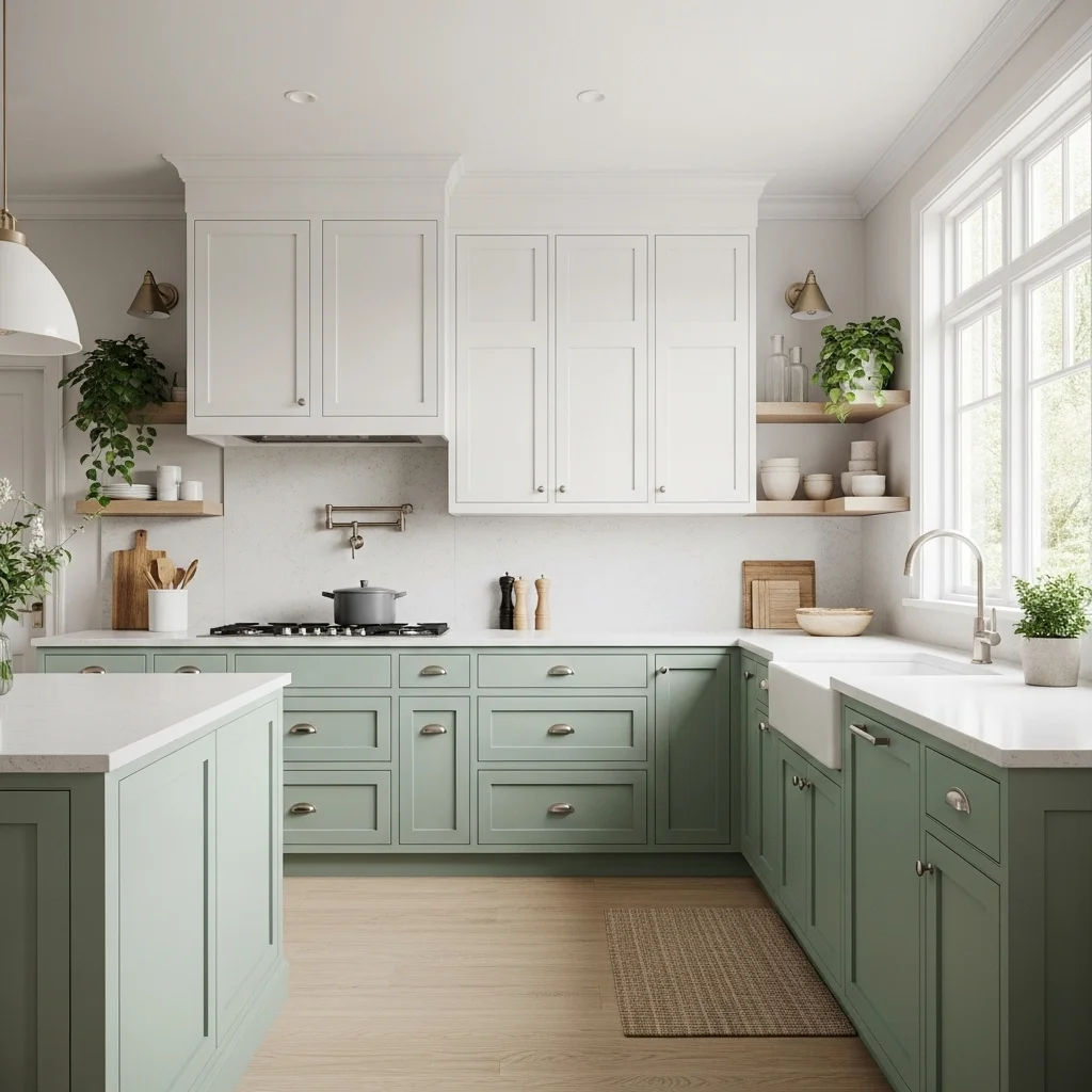  White and Sage Green