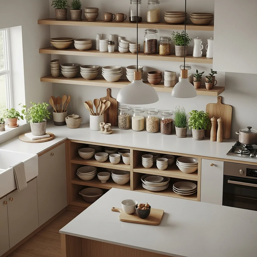  Add Open Shelving with Thoughtful Display