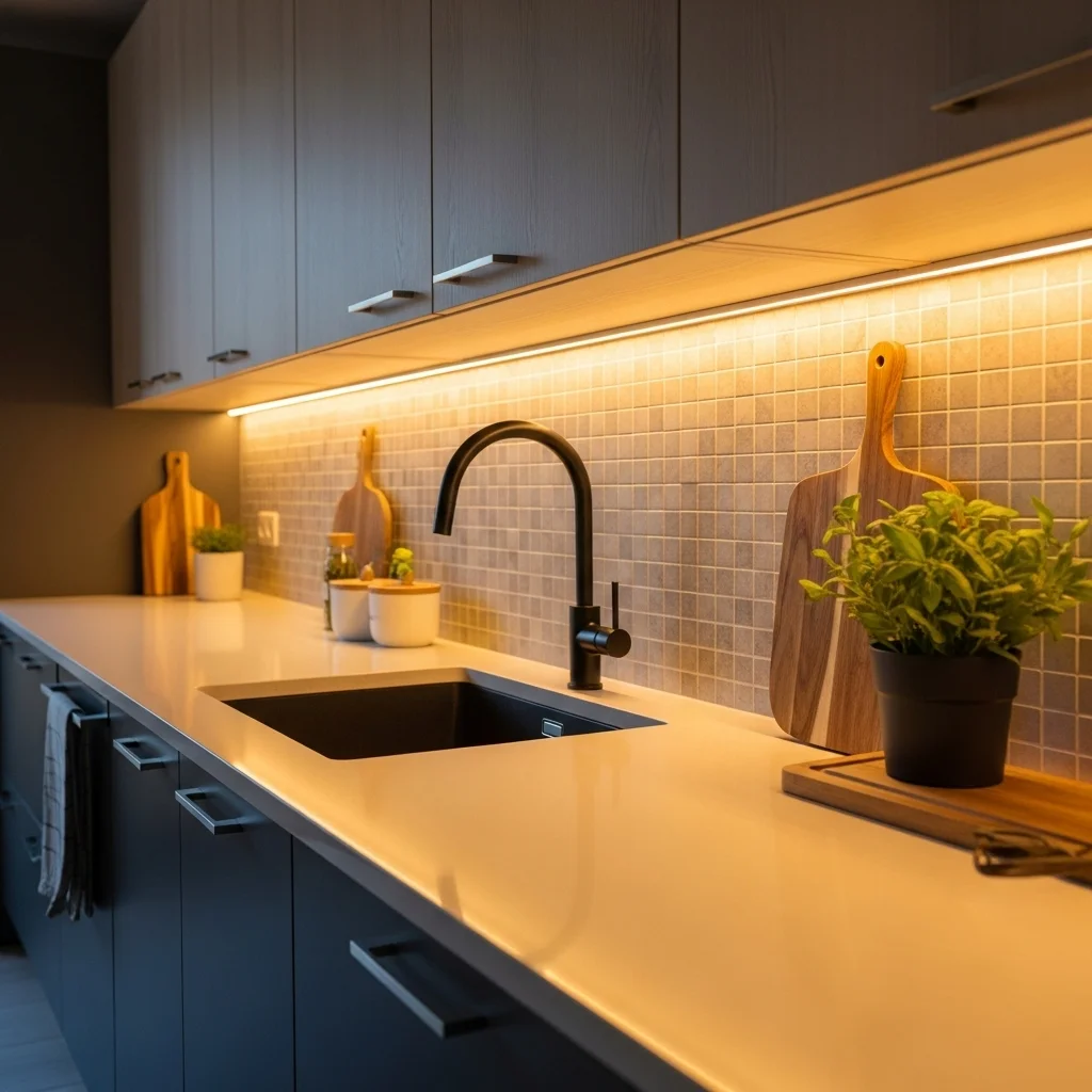 Add Warm LED Lighting Under Cabinets