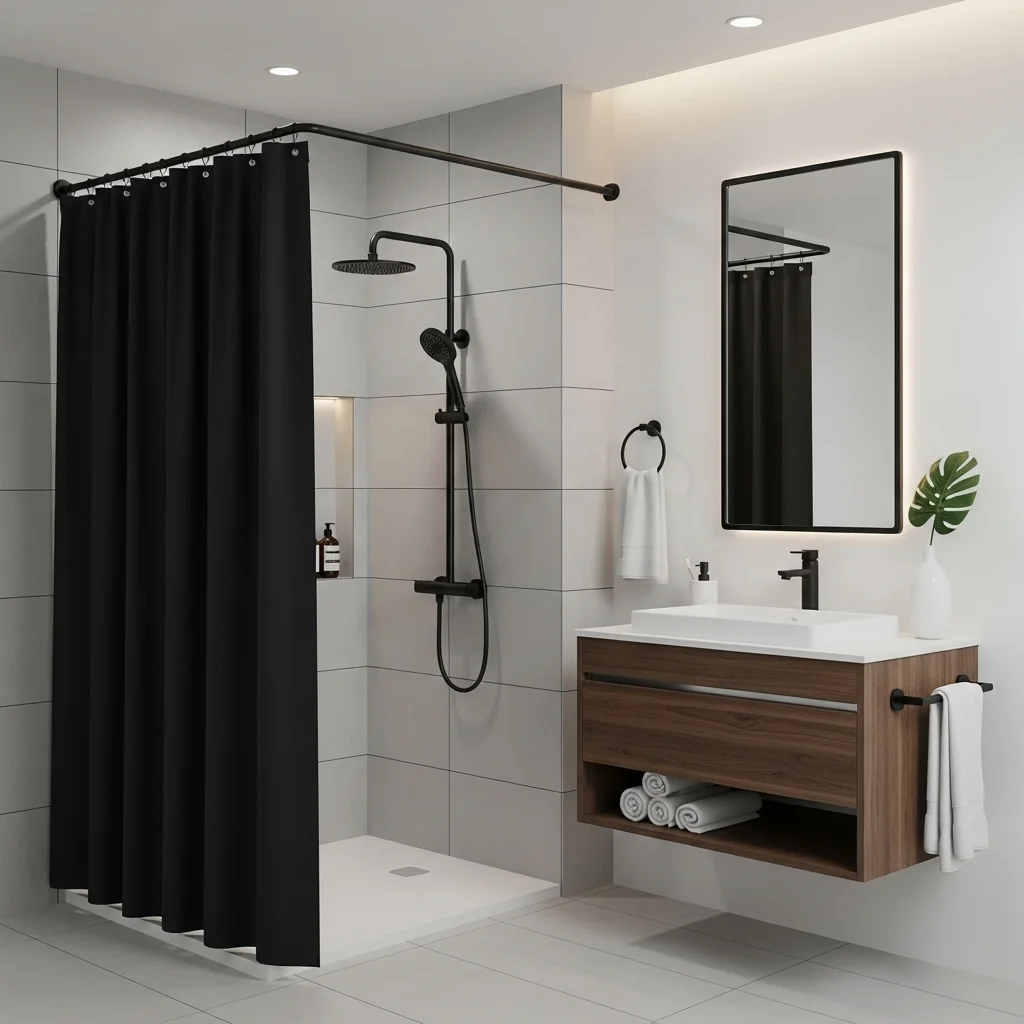 Add a Minimalist Black Curtain for Bold, Sleek Style