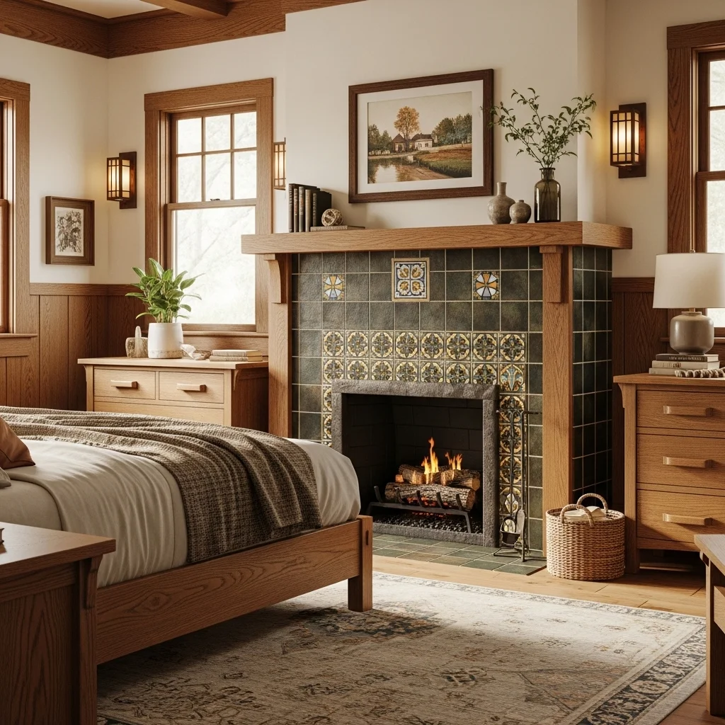  Arts & Crafts Tile Fireplace Surround