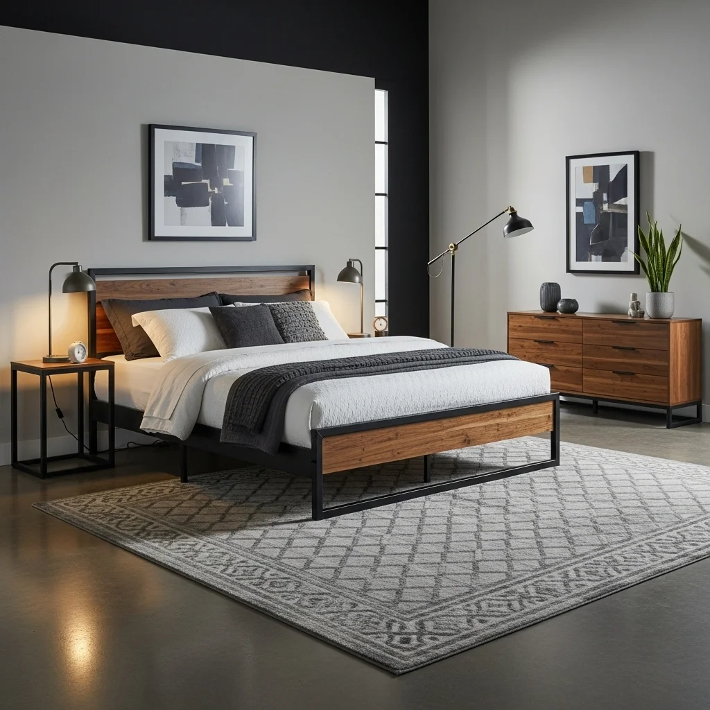 Black Steel and Walnut Executive Suite