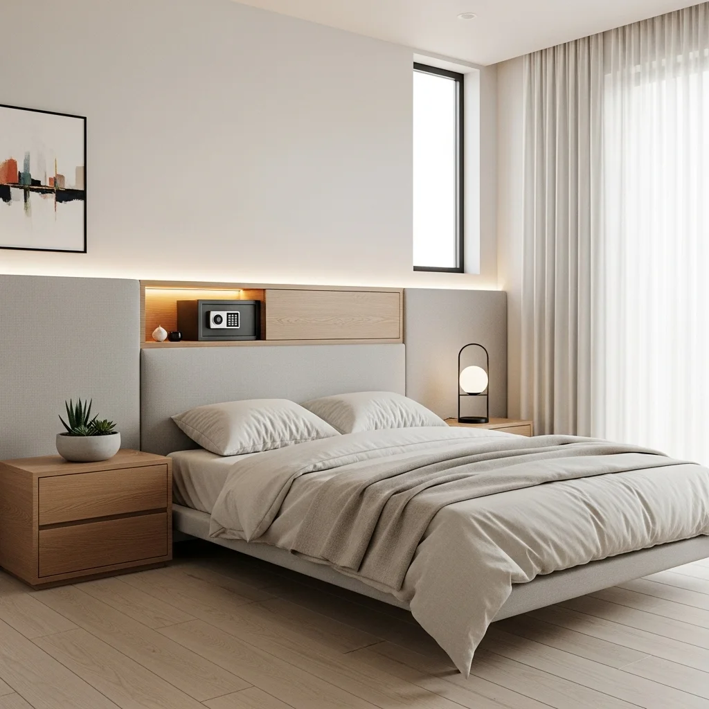  Built-In Headboard Niche with Hidden Safe