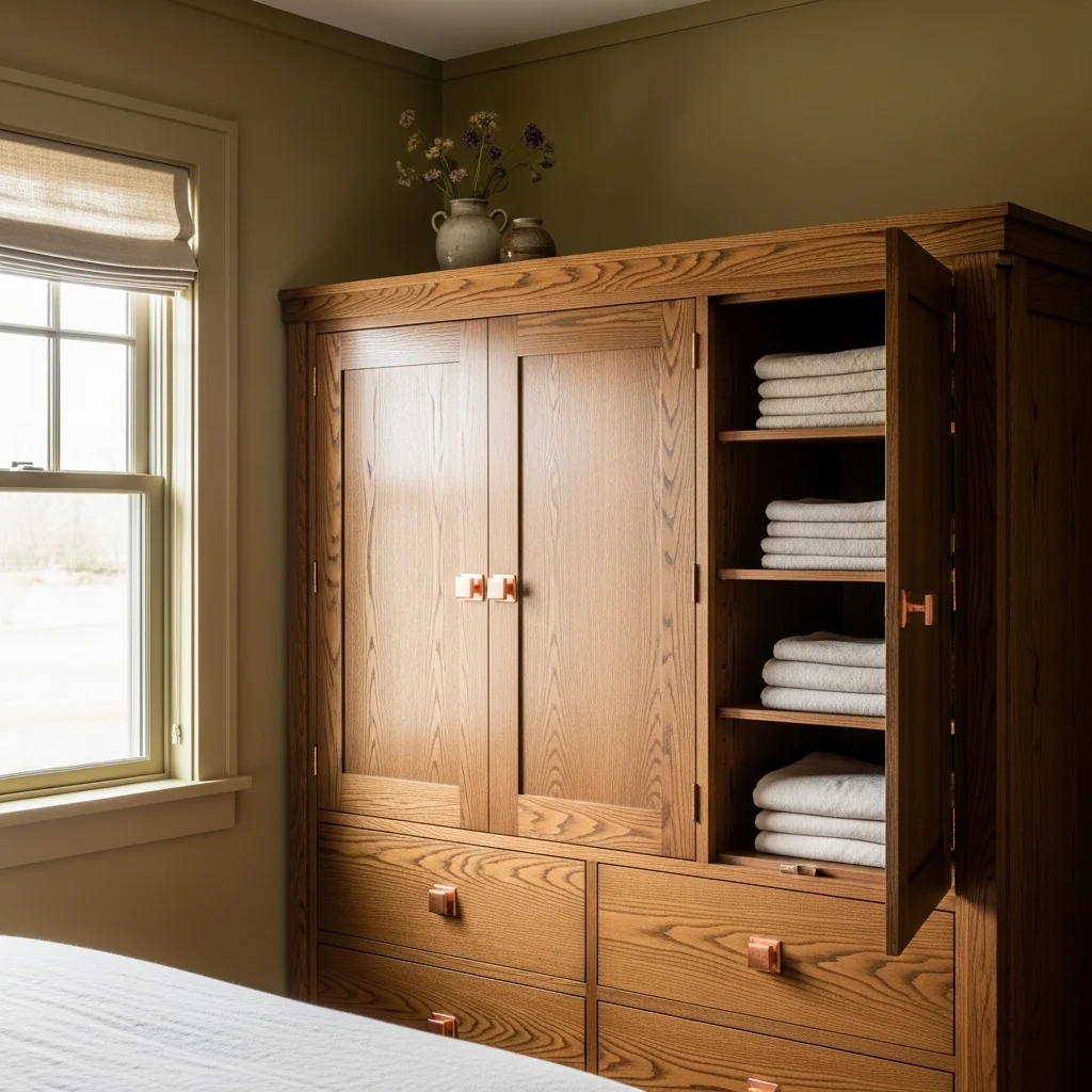 Built-In Linen Press with Hammered Hardware