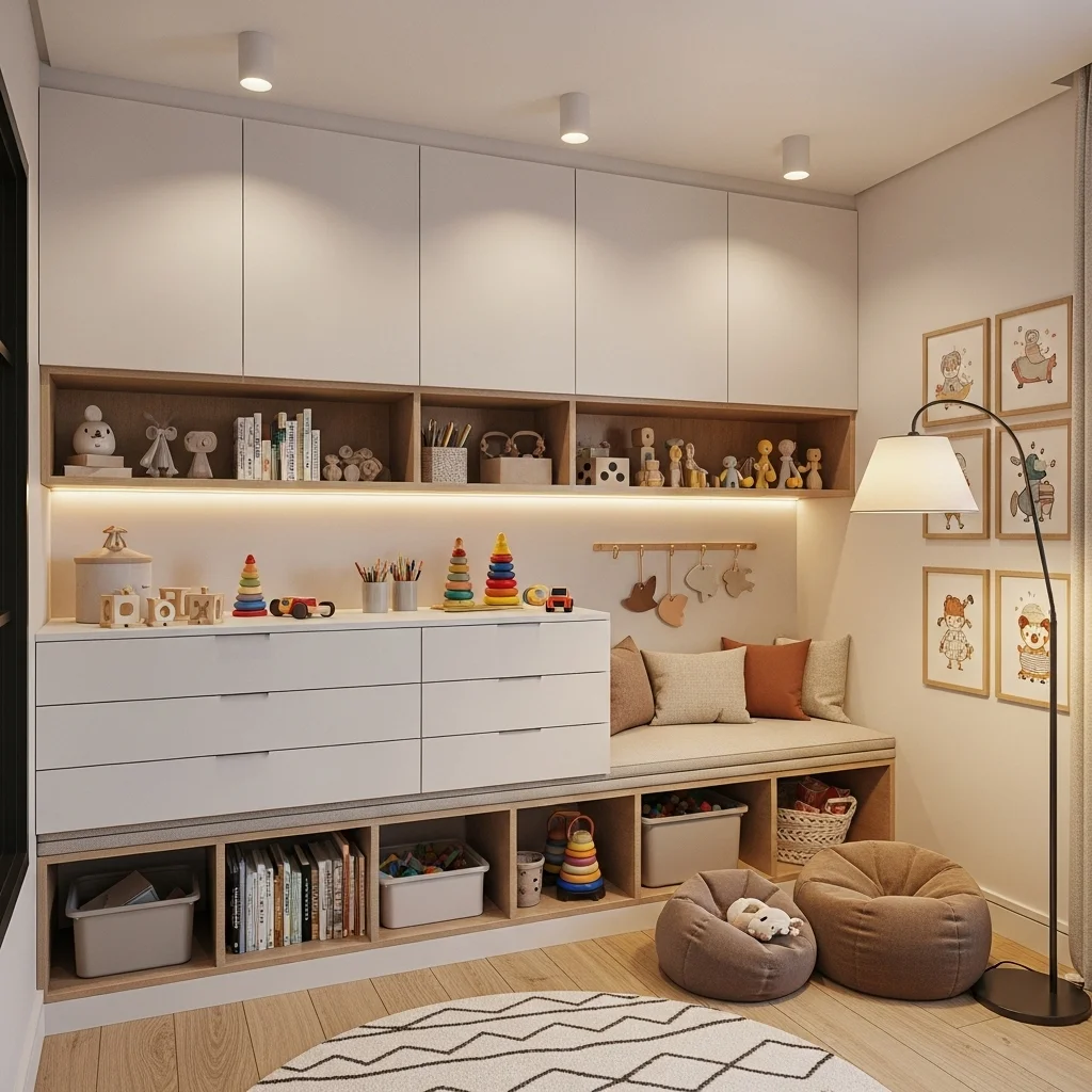 Built-In Storage for Toys and Books