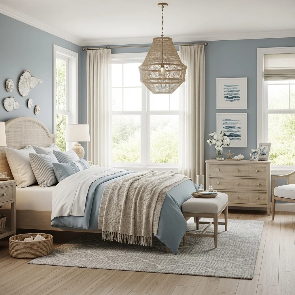  Coastal Blue and Cream Bedroom