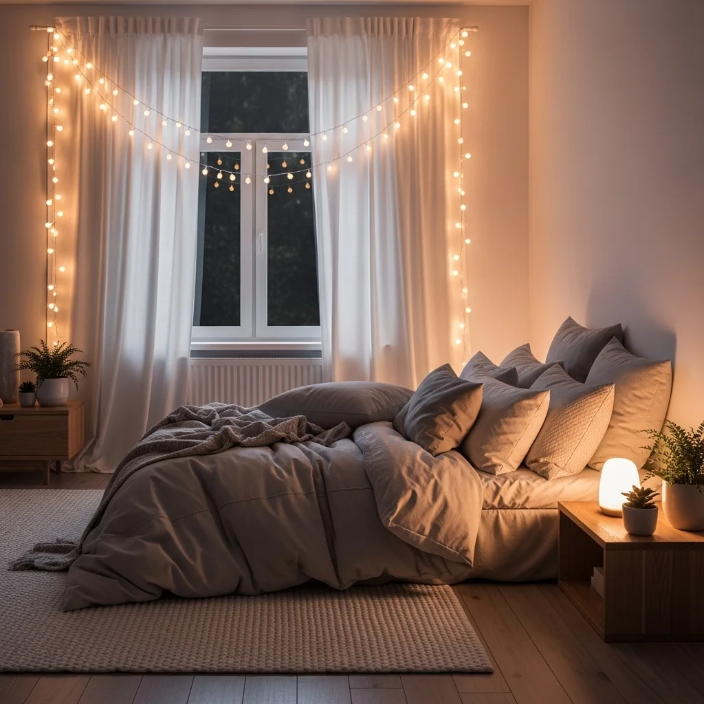 Combine Fairy Lights With Sheer Curtains