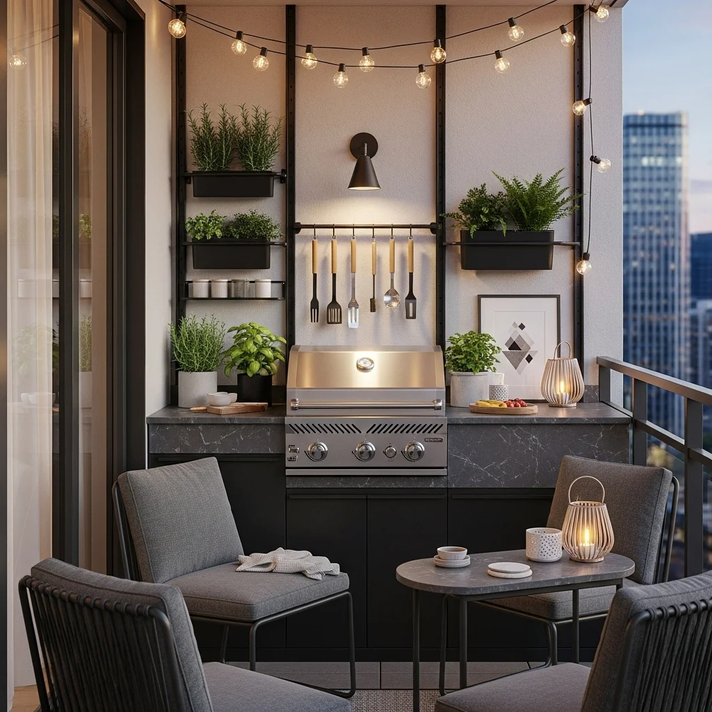  Compact Urban Balcony Grill Nook