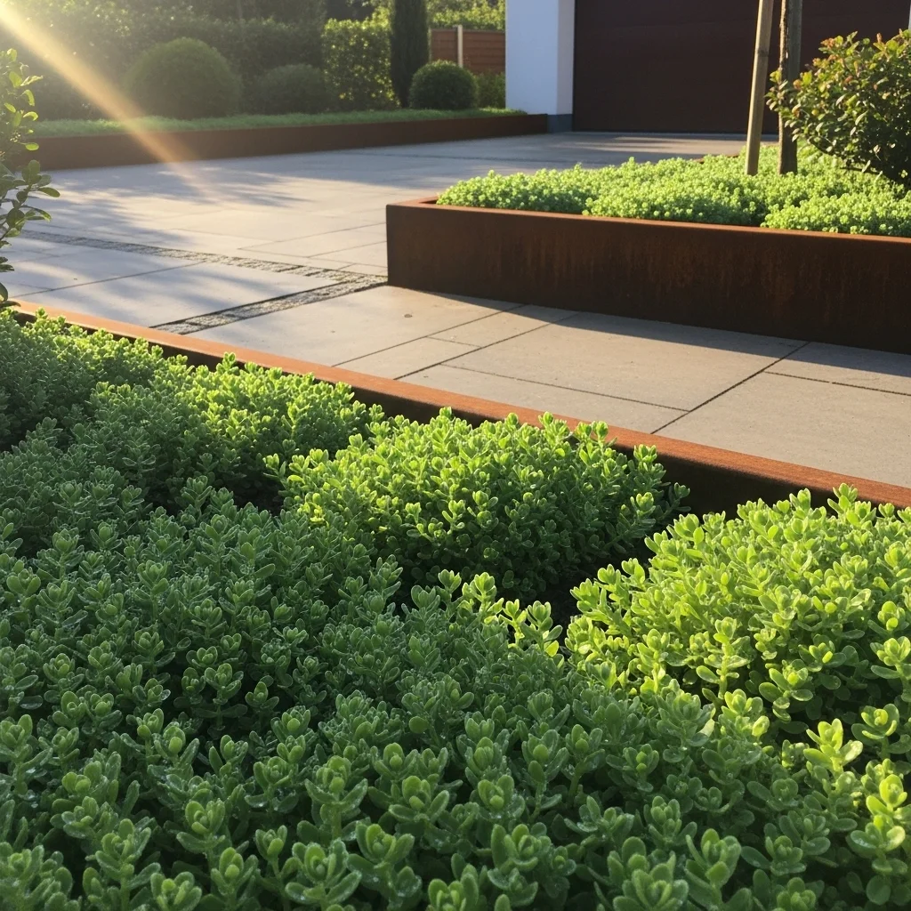 Corten Steel Edging with Sedum Carpet