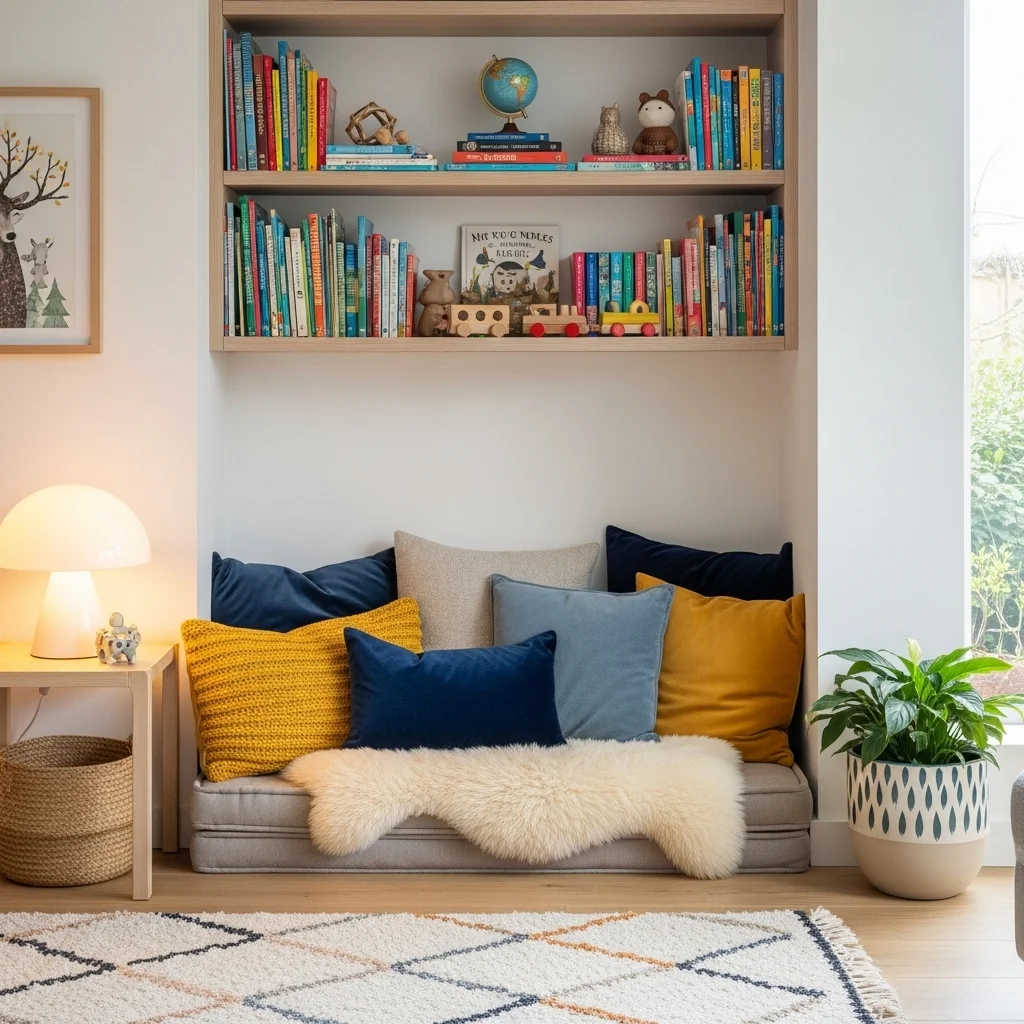 Cozy Reading Nook with Cushions
