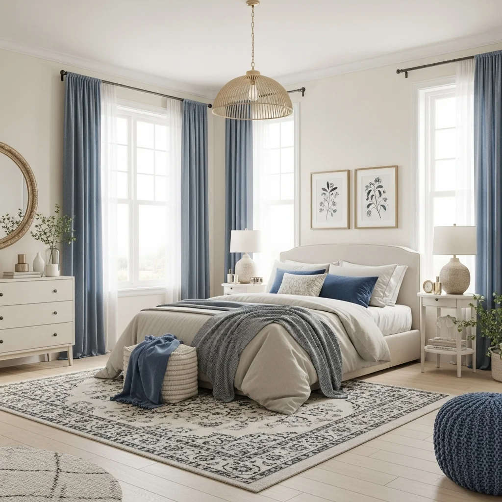 Cream Walls with Blue Accents