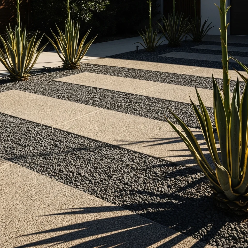 Decomposed Granite Bands with Agave Sentinels