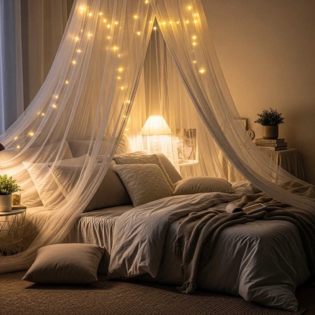 Drape Fairy Lights Over a Sheer Canopy