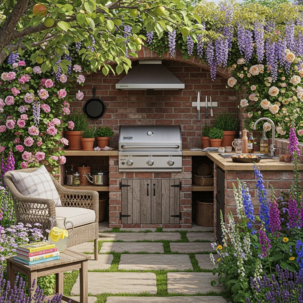 English Cottage Garden Grill Alcove