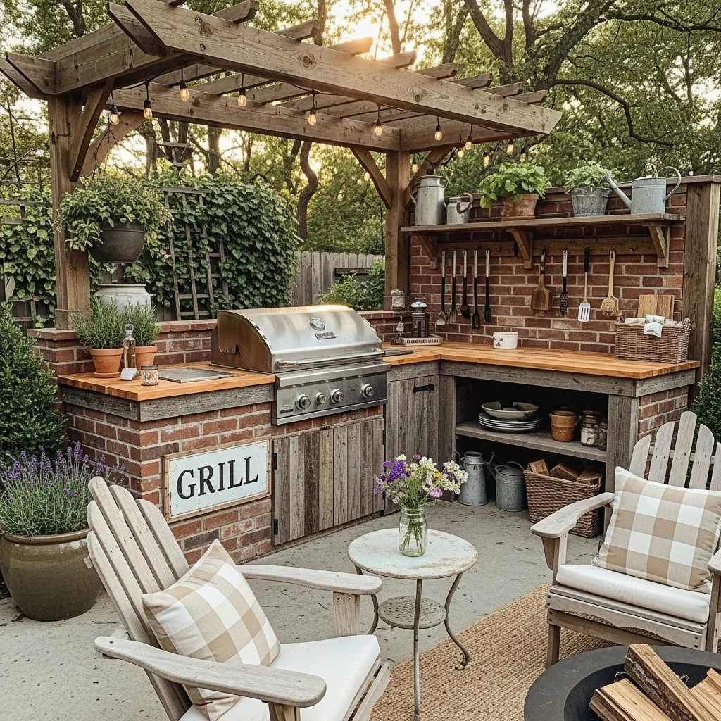 Farmhouse Charm Built-In Brick BBQ Island