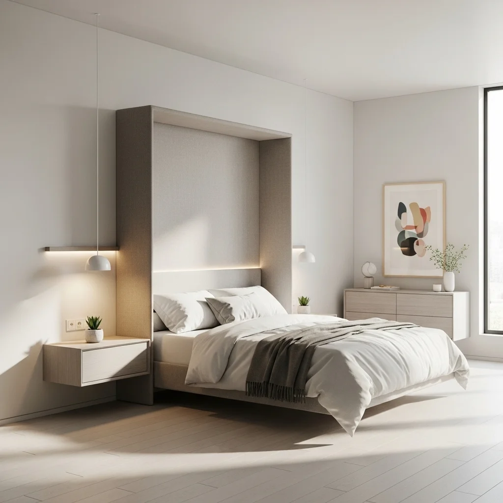 Floating Linen Headboard Nook