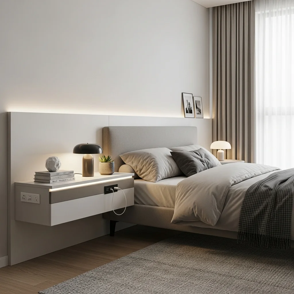 Floating Night Shelf with Integrated Charging