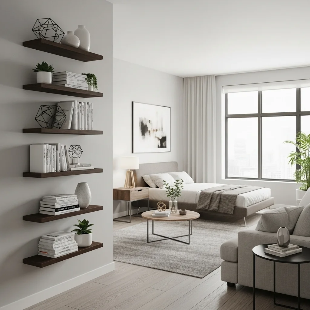 Floating Shelves for Vertical Storage