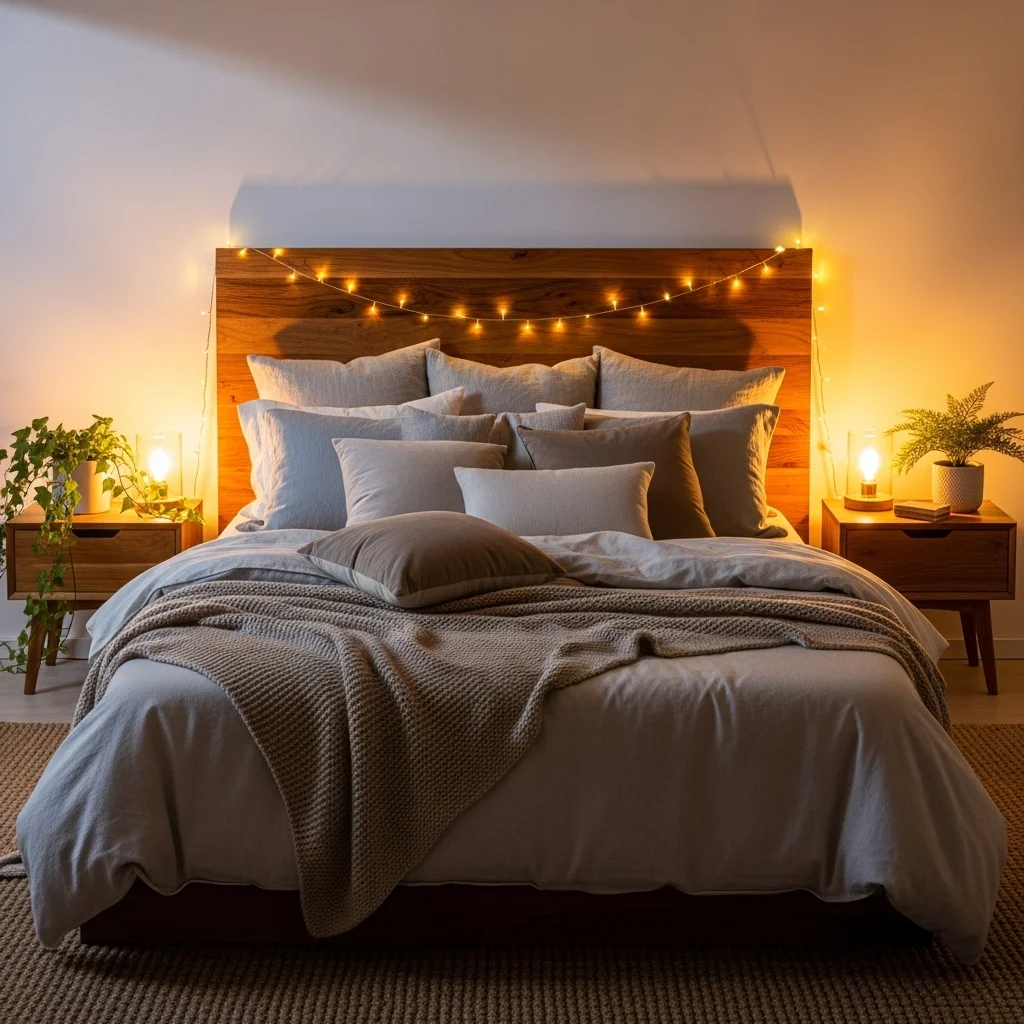 Frame Your Headboard With Fairy Lights