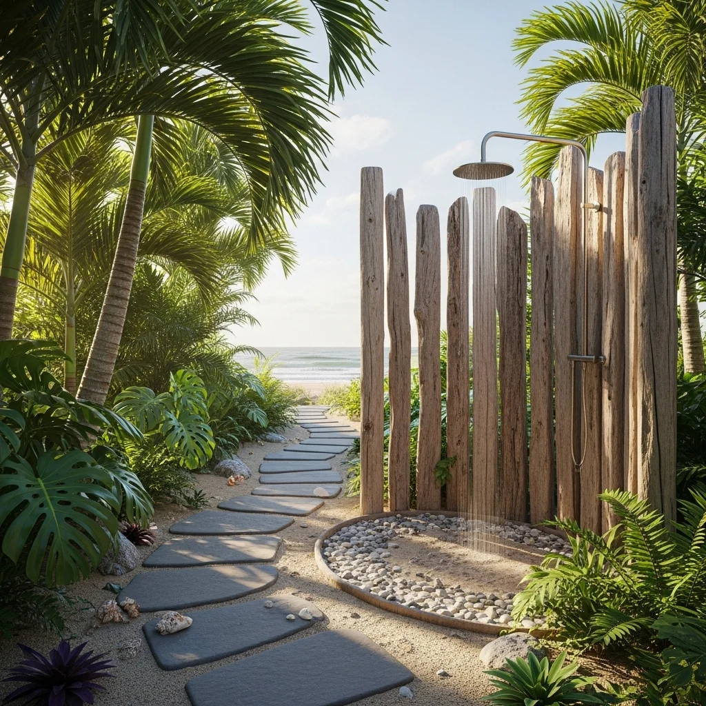 Frame the Shower with Stone Pathways