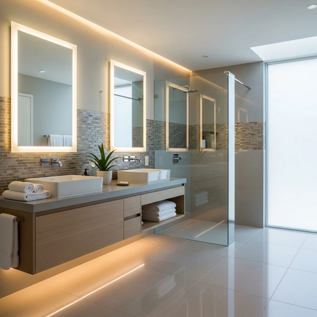 Frameless Mirrors with LED Lighting