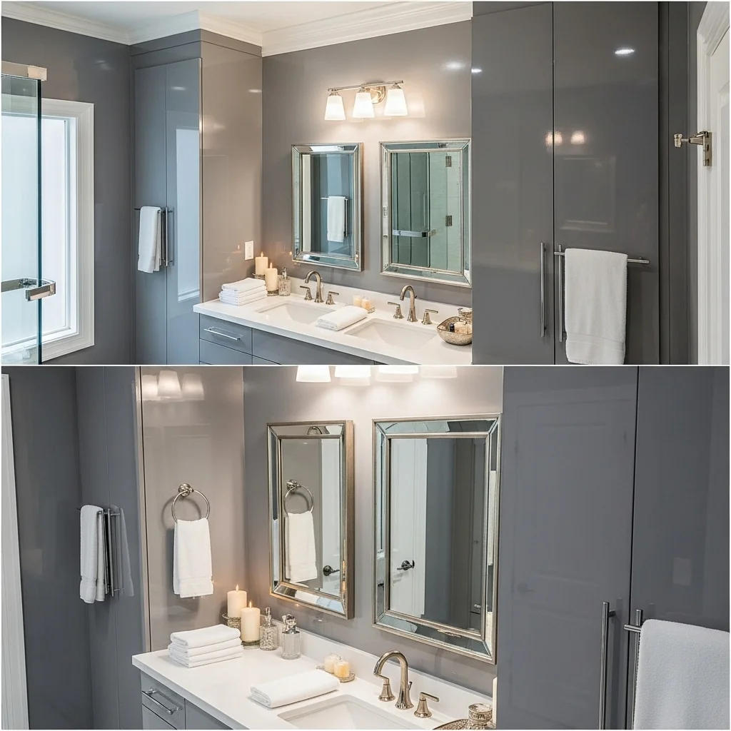  High-Gloss Grey Lacquer Glam Suite