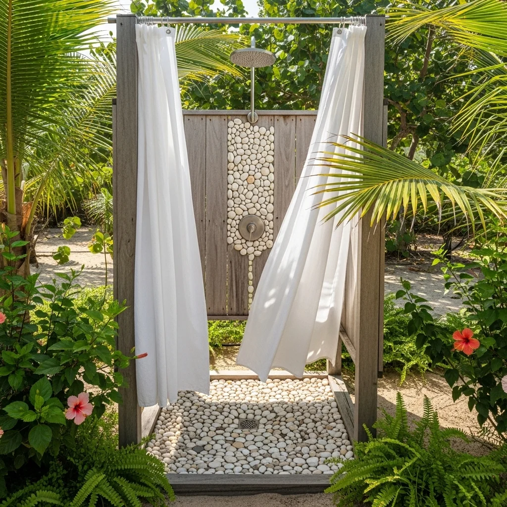 Incorporate Seashell or Pebble Flooring