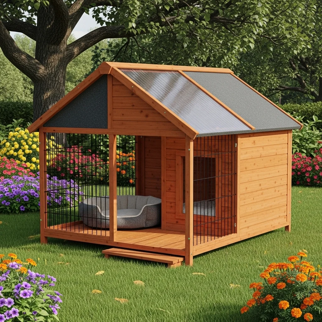 Kennel with a Built-In Shade Roof