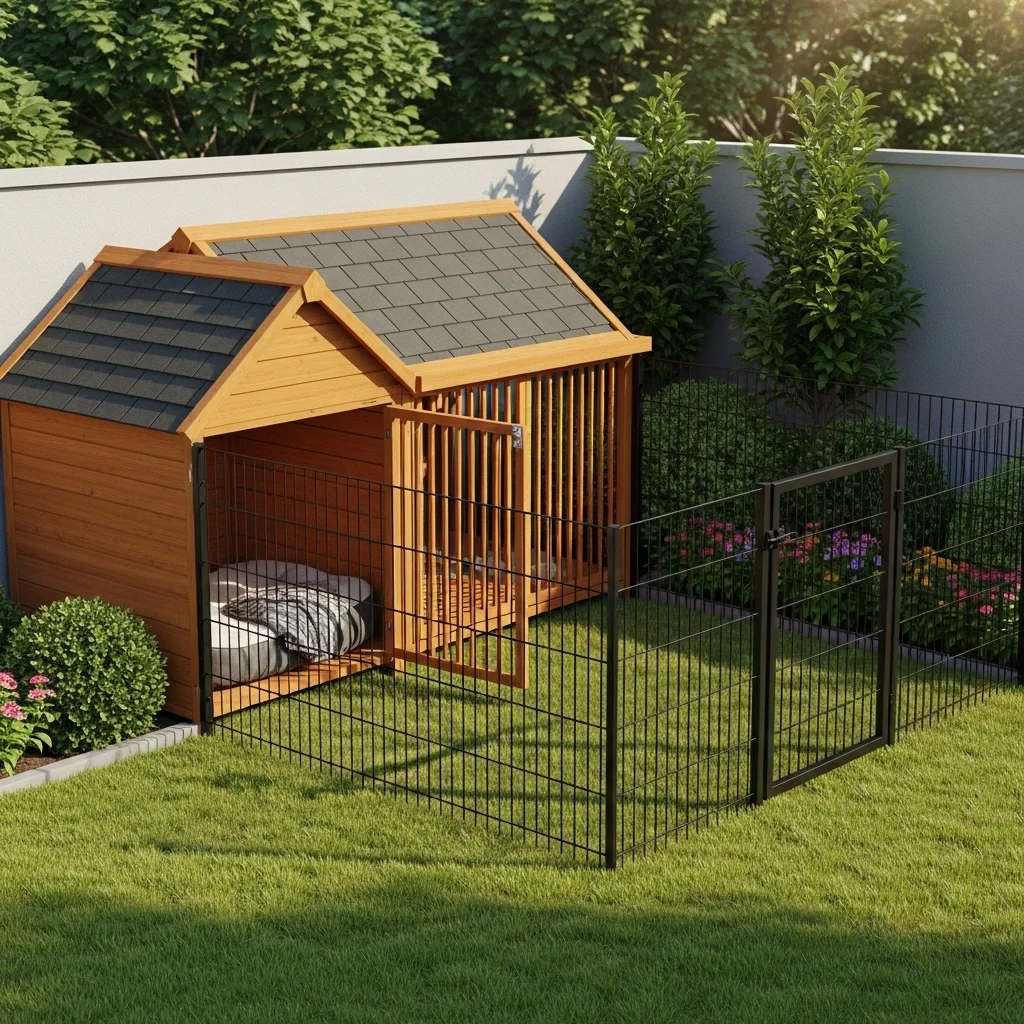 Kennel with a Fenced Play Area