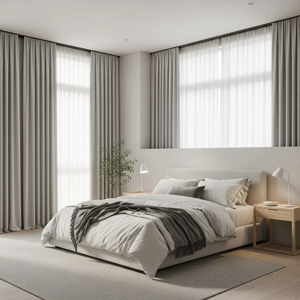 Large Windows with Minimalistic Curtains