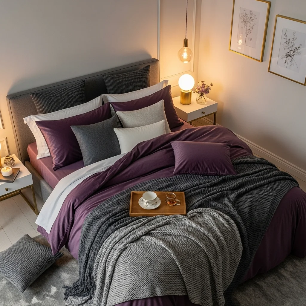 . Layer Aubergine Bedding for Soft Luxury