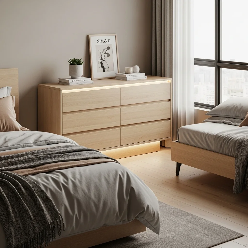 Low-Profile Dresser with Integrated Lighting