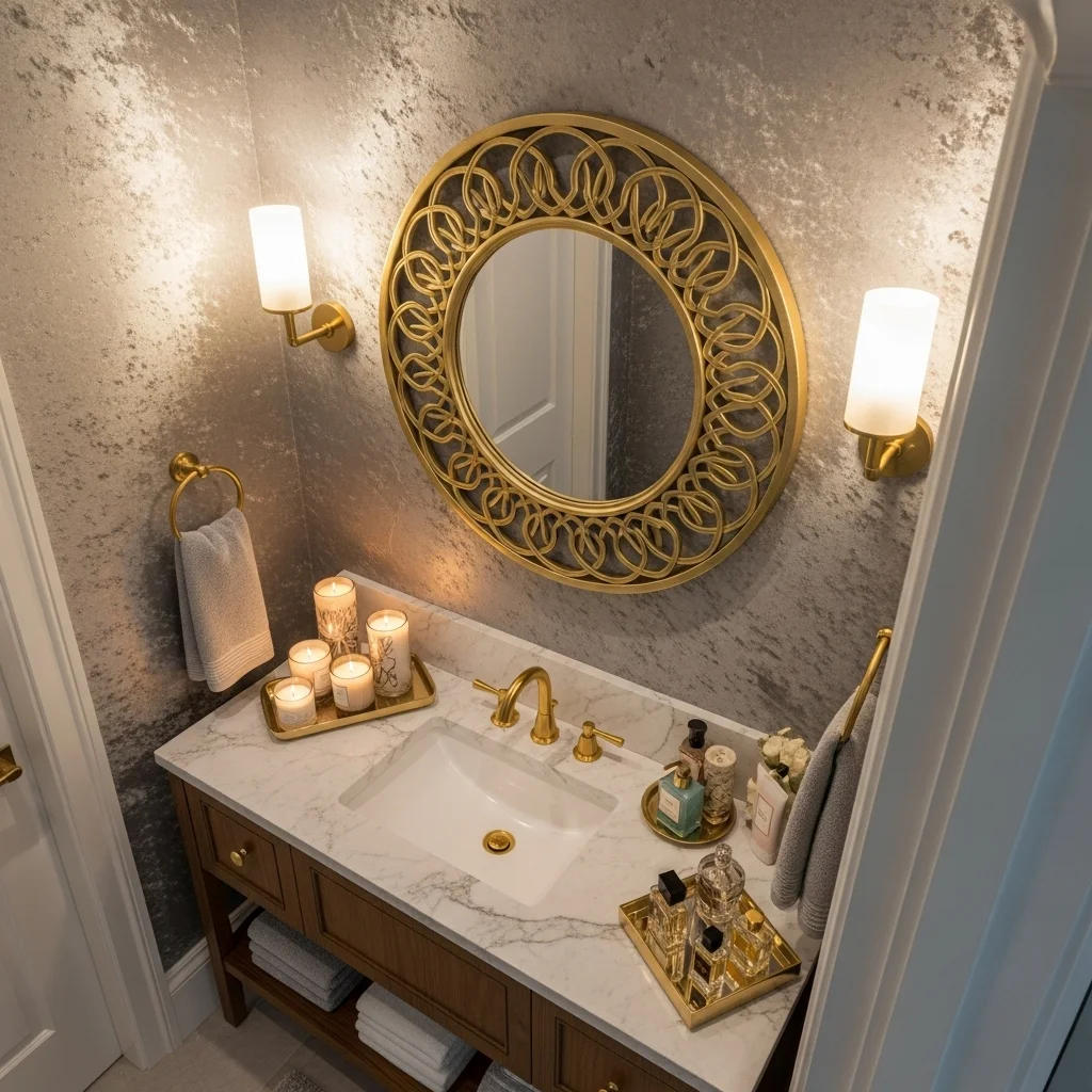 Luxe Velvet Grey Powder Room Escape